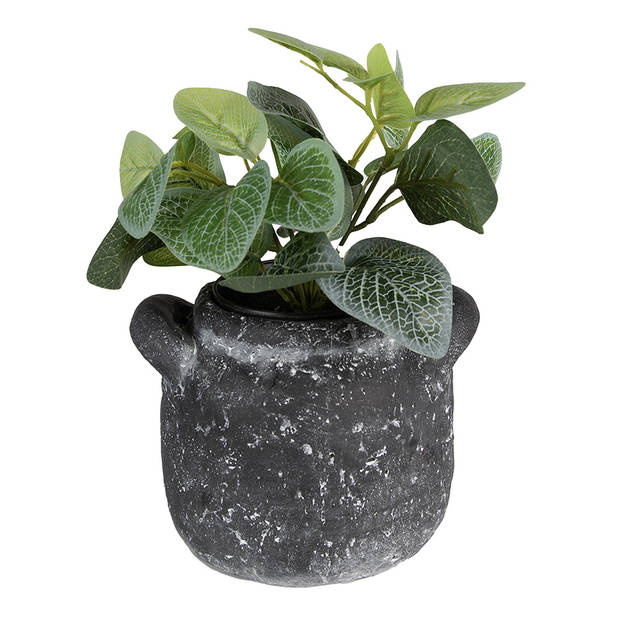 Clayre & Eef Bloempot 17x15x13 cm Grijs Steen Rond Woondecoratie Grijs Woondecoratie