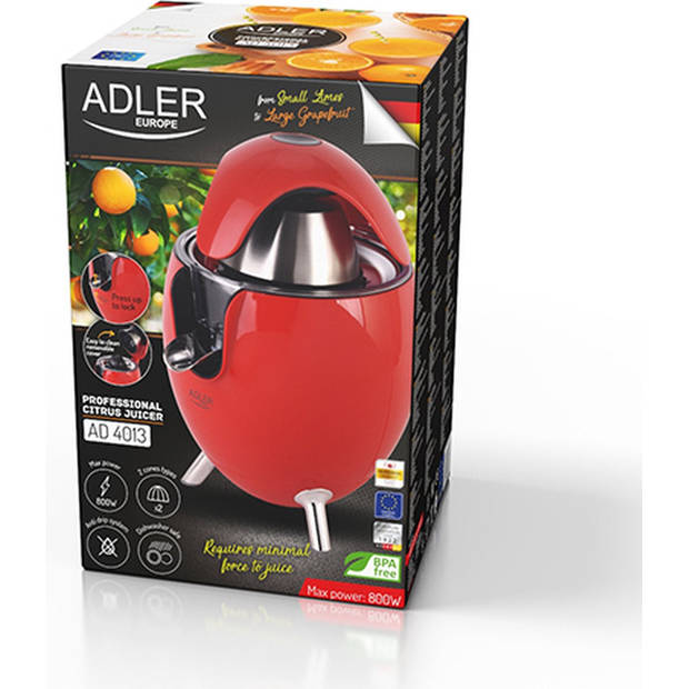 Adler AD 4013 R - Citrus Juicer - Rood - 800 Watt