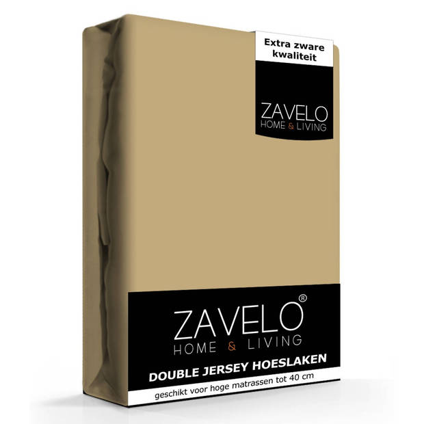 Zavelo Double Jersey Hoeslaken Taupe-Lits-jumeaux (200x220 cm)