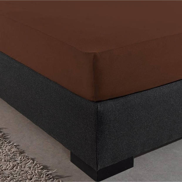 Zavelo Double Jersey Hoeslaken Bruin-Lits-jumeaux (160x200 cm)