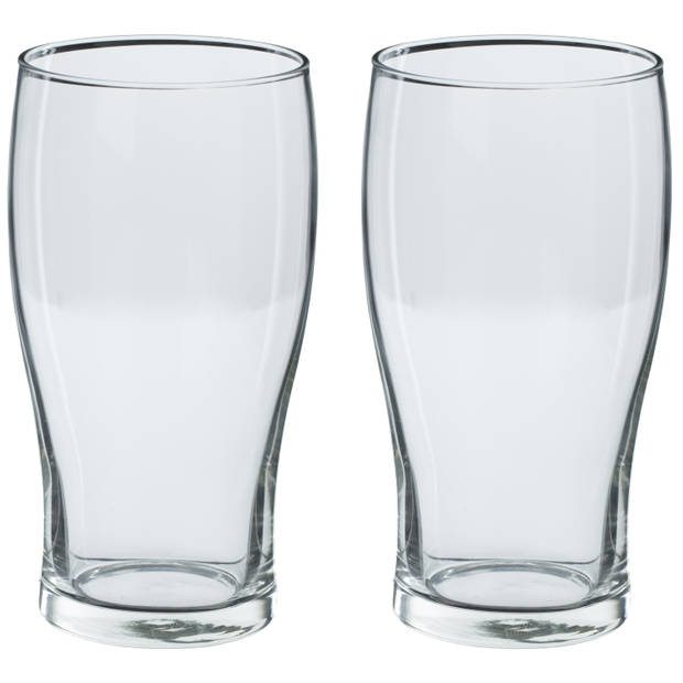Set van 8x stuks grote bierglazen pint transparant 570 ml - 9 x 16 cm - Bierglazen