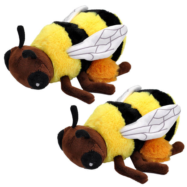 Set van 2x stuks pluche knuffel dieren Ecokins honing bij van 25 cm - Knuffeldier