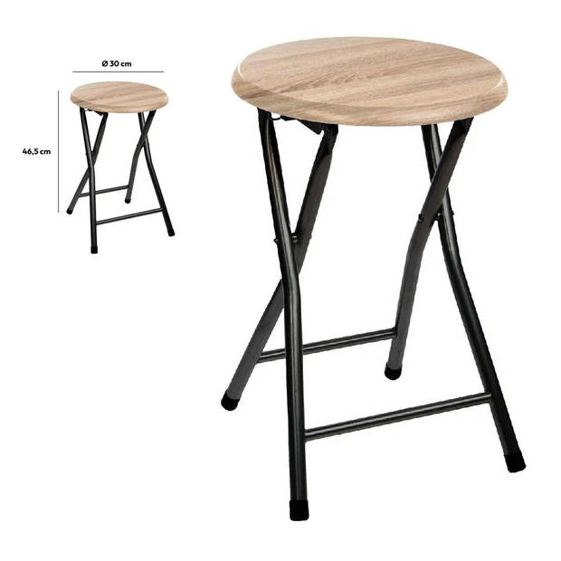 Bijzet krukje/stoel - Opvouwbaar - zwart/hout - 46 cm - Krukjes