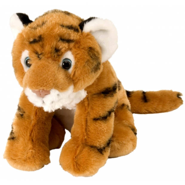 Pluche dieren knuffel tijger 20 cm met Happy Birthday wenskaart - Knuffeldier