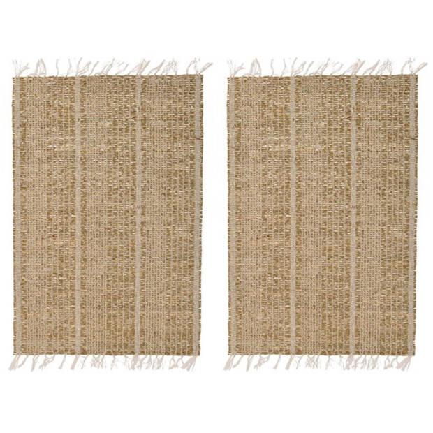 KSD - Beige/naturel gevlochten placemat 33 x 47 cm rechthoek - Placemats