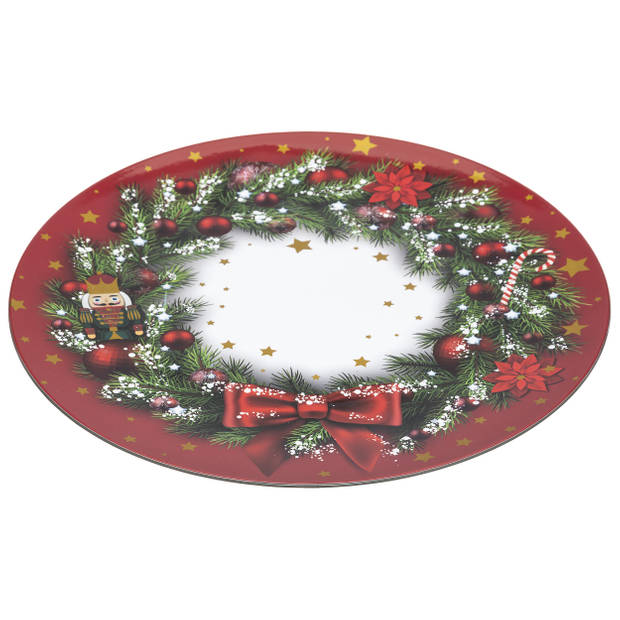 Set van 6x stuks ronde kerst onderborden kerstkrans 33 cm - Onderborden