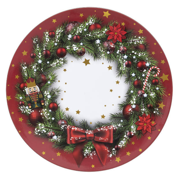 Onderborden kerstmis - D33 cm - kerstkrans -4x st- kunststof - Placemats