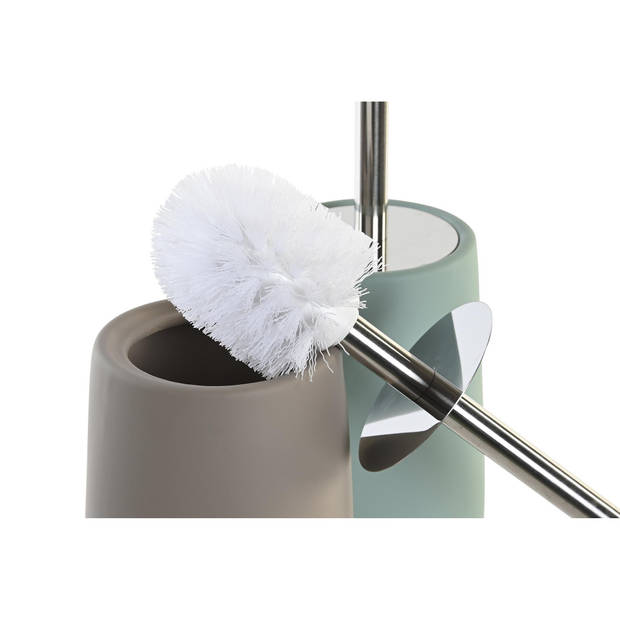 2x Stuks WC/Toiletborstel in houder dolomiet kunststeen taupe/beige 41 x 11 cm - Toiletborstels