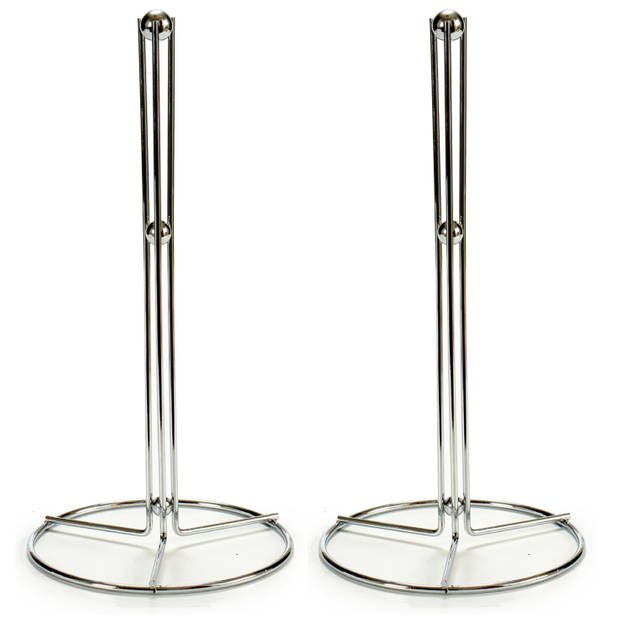 2x stuks stijlvolle basic metalen keukenrolhouders rond 15 x 31 cm - Keukenrolhouders