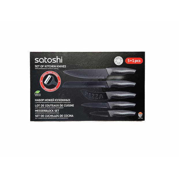 Satoshi Carbon Messenset 6-delig - Non-stick Coating - RVS