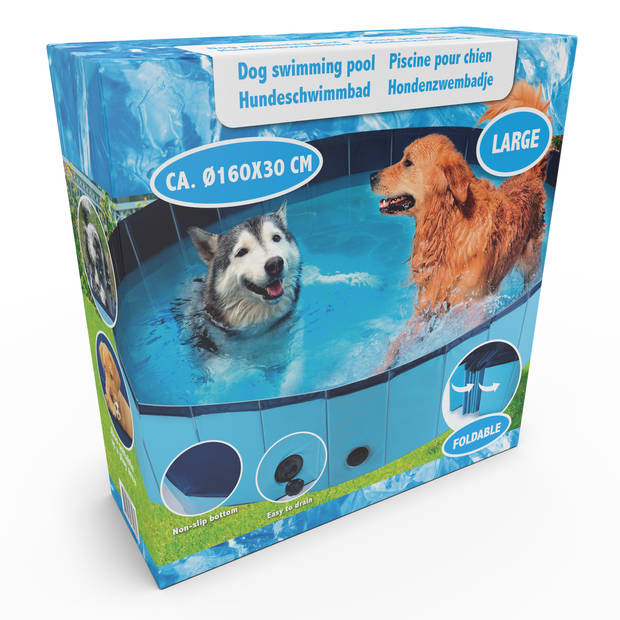 maxxpro Hondenzwembad - 160 x 30 CM - Grote Hondenrassen - Opvouwbaar - Anti-Slip Bodem - Blauw