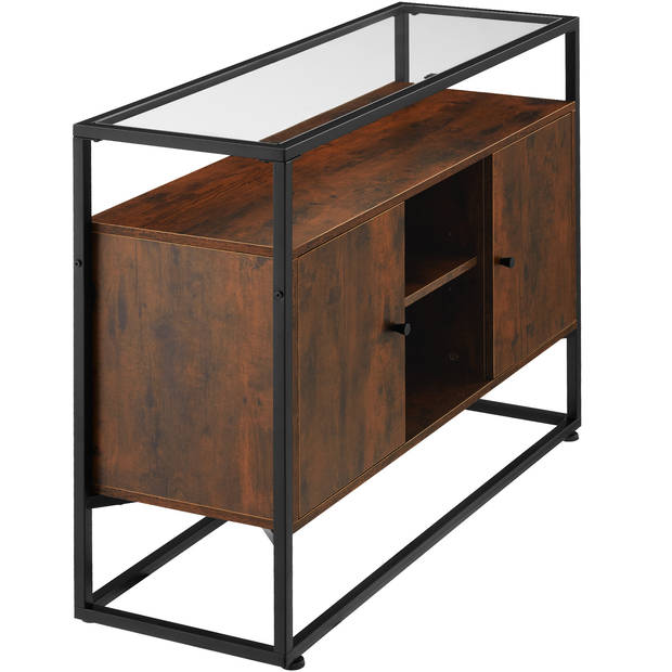 tectake - Wandkast Oldham - 100x38x80,5cm - industrieel - donkerbruin - bijzettafel - 404684