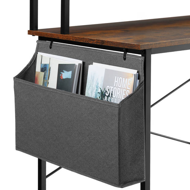 tectake - Bureau met plank en organizer industrieel donkerbruin 80 cm 404662