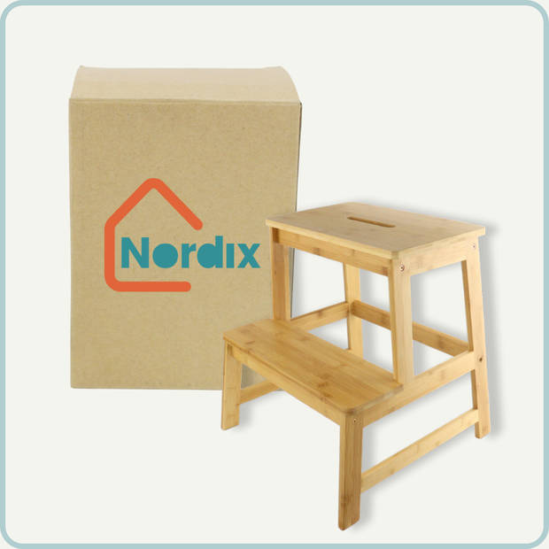 Nordix Kruk - Bamboe - Keuken Krukje - Opstapkrukje - Houtlook