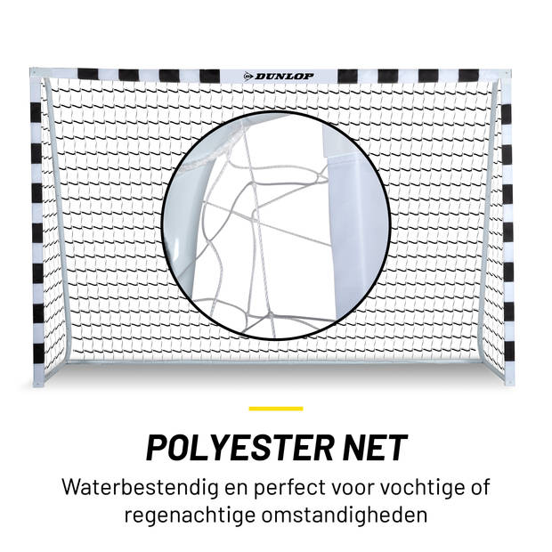 Dunlop Voetbaldoel - 300 x 90 x 200 CM - Metaal - Voetbaltrainingsmateriaal - Makkelijke Montage - Zwart / Wit