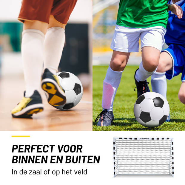 Dunlop Voetbaldoel - 300 x 90 x 200 CM - Metaal - Voetbaltrainingsmateriaal - Makkelijke Montage - Zwart / Wit