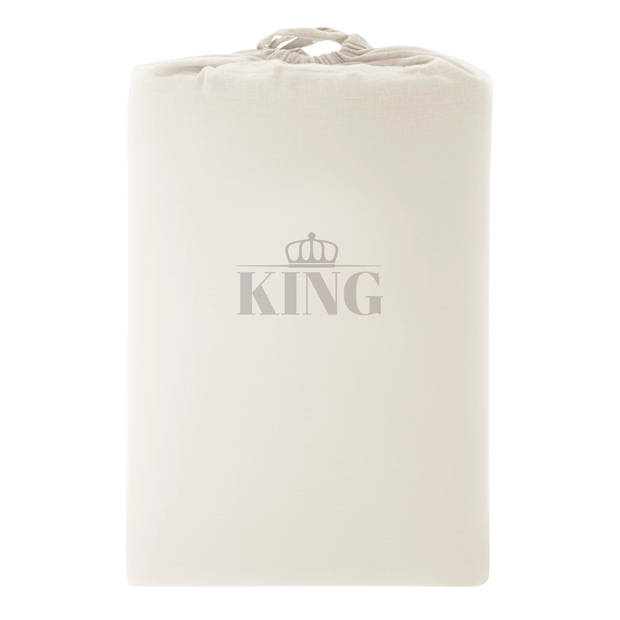 Luxe hoeslaken King - 100% katoen - 300 TC topkwaliteit - 90x200 - ecru