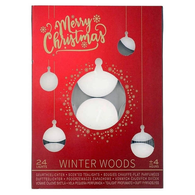 Kerst geurtheelichten - Theelichtjes - Waxinelichtjes 24 stuks - winterse bos