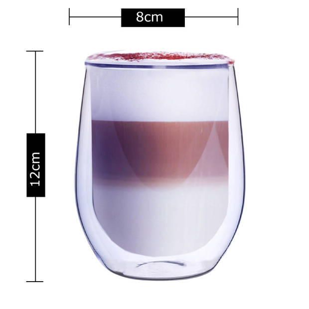 Blauwe Dubbelwandige Koffieglazen - Dubbelwandige Theeglazen - Cappuccino Glazen - 300ML - Set Van 4