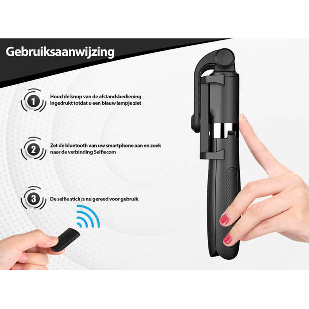 Selfie Stick Tripod - Statief Smartphone - Universeel - Bluetooth - Zwart - Incl. Afstandsbediening! (3 in 1)