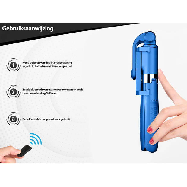 Selfie Stick Tripod - Statief Smartphone - Universeel - Bluetooth - Blauw - Incl. Afstandsbediening! (3 in 1)