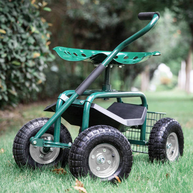 AXI AG22 Tuinkrukje op wielen voor de tuin in Groen Tuinkruk / Knielkruk van metaal met maximale belasting van 150 kg
