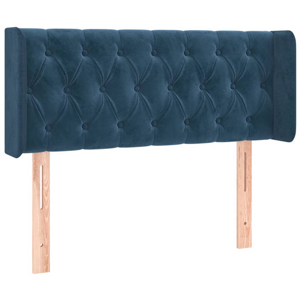 vidaXL Hoofdbord LED 103x16x78/88 cm fluweel donkerblauw