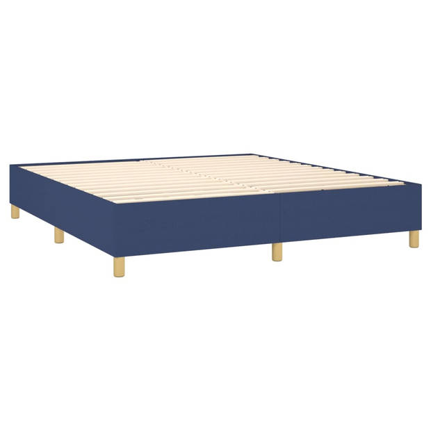 vidaXL Boxspring met matras en LED stof blauw 180x200 cm