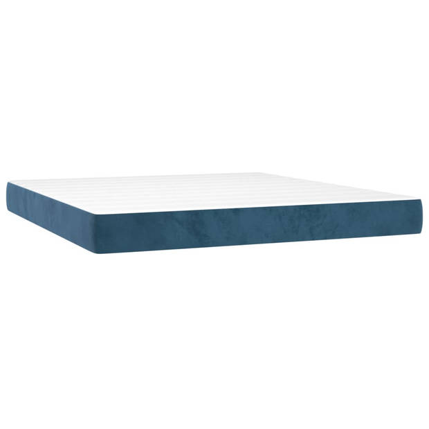 vidaXL Boxspring met matras fluweel donkerblauw 180x200 cm