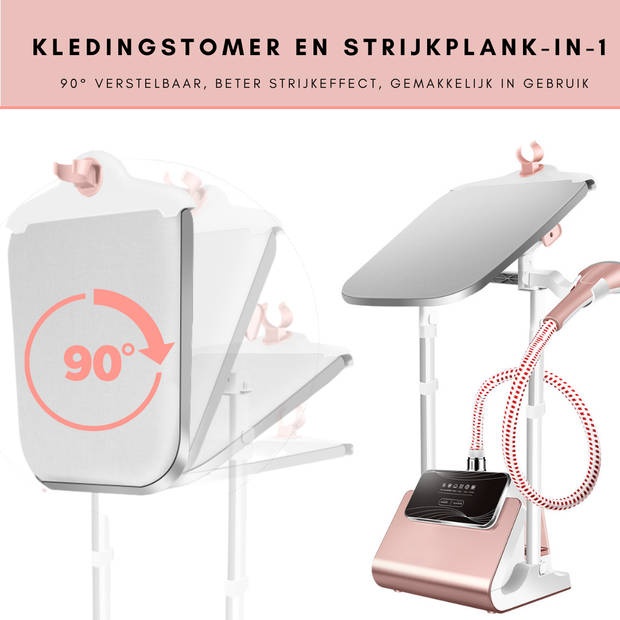 Niceey Kledingstomer - 1800W - incl. Strijkplank - Roze