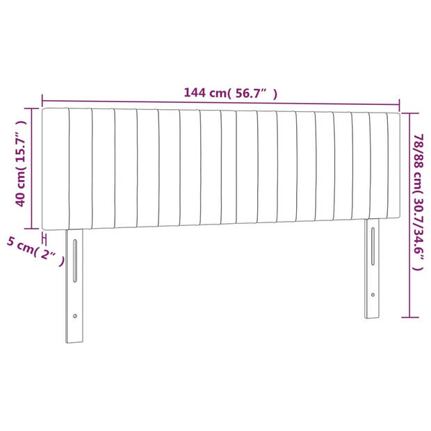 vidaXL Hoofdbord LED 144x5x78/88 cm fluweel zwart