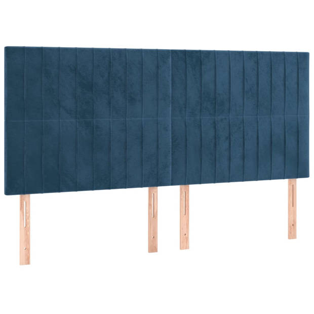 vidaXL Hoofdbord LED 180x5x118/128 cm fluweel donkerblauw