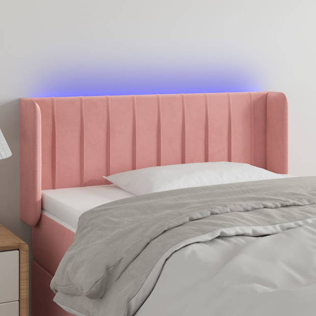 vidaXL Hoofdbord LED 83x16x78/88 cm fluweel roze