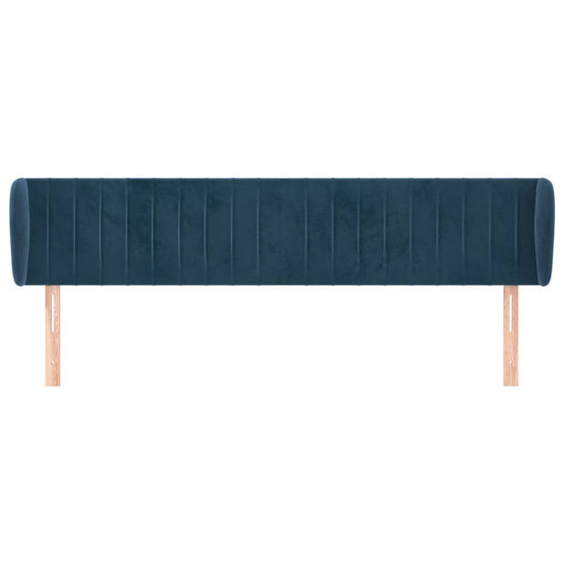 vidaXL Hoofdbord met randen 203x23x78/88 cm fluweel donkerblauw