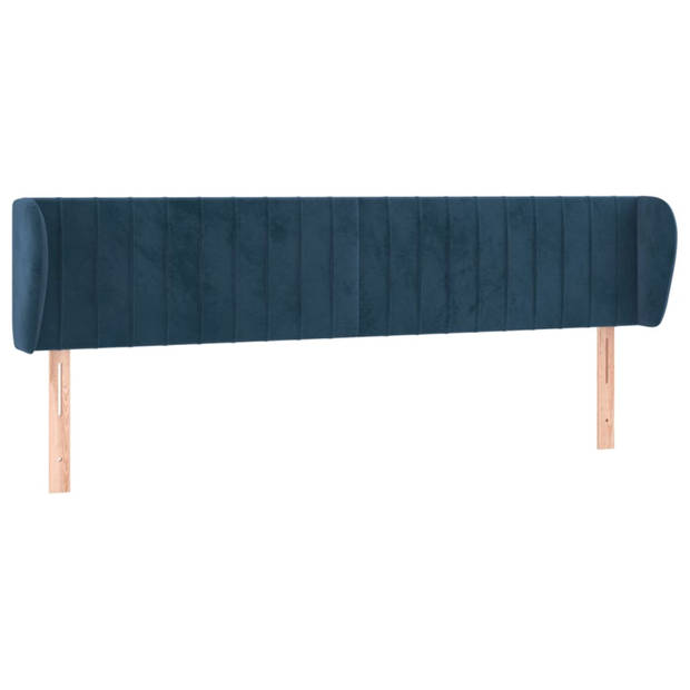 vidaXL Hoofdbord met randen 203x23x78/88 cm fluweel donkerblauw