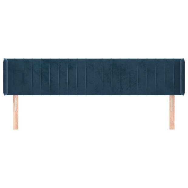 vidaXL Hoofdbord met randen 203x16x78/88 cm fluweel donkerblauw