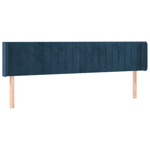 vidaXL Hoofdbord met randen 203x16x78/88 cm fluweel donkerblauw