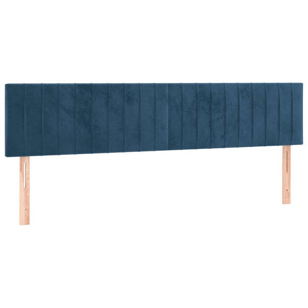 vidaXL Hoofdbord LED 200x5x78/88 cm fluweel donkerblauw