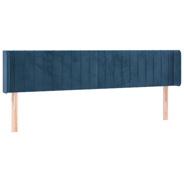 vidaXL Hoofdbord LED 203x16x78/88 cm fluweel donkerblauw