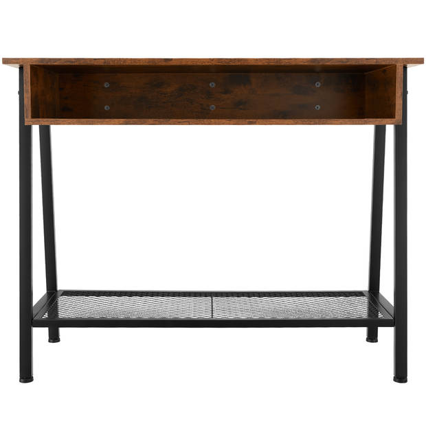 tectake - Sidetable consoletafel Tralee - 100x35x80,5cm - industrieel - donkerbruin - 404720