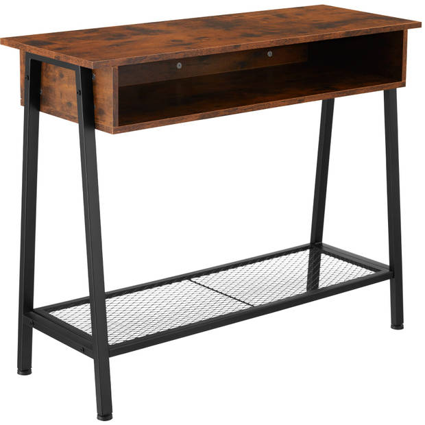 tectake - Sidetable consoletafel Tralee - 100x35x80,5cm - industrieel - donkerbruin - 404720