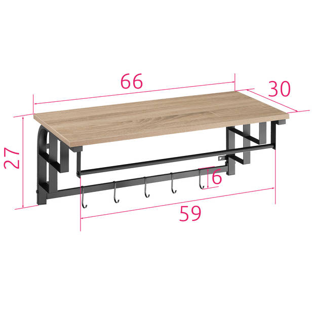 tectake - Wandkapstok met Hoedenplank Westwood - industrial light - 404434