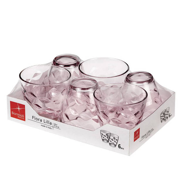 Bormioli Rocco Glazen Flora - Roze - 250 ml - 6 stuks