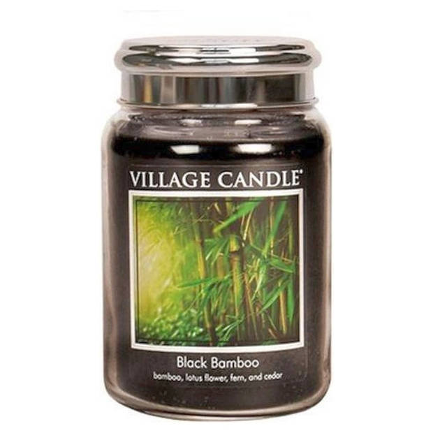 Village Candle Kaars Black Bamboo 10 X 15 cm Wax Zwart