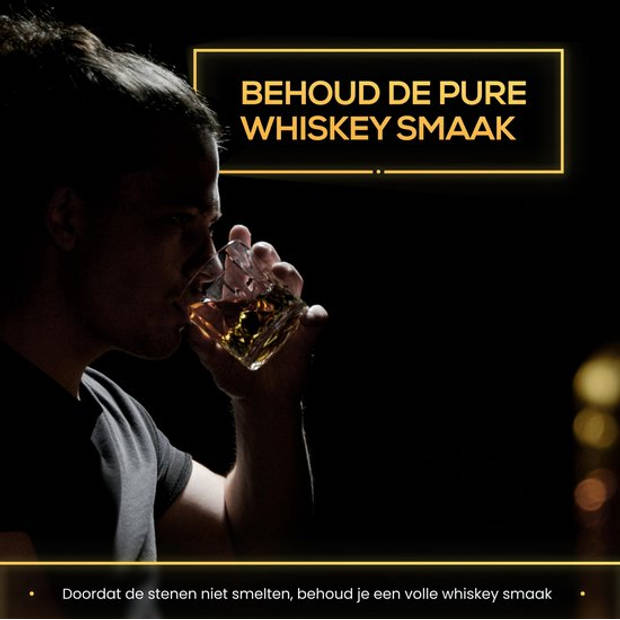 2BEHOME Whiskey set met 2 whiskey glazen en 6 whiskey stones / stenen - Inclusief luxe houten opbergdoos