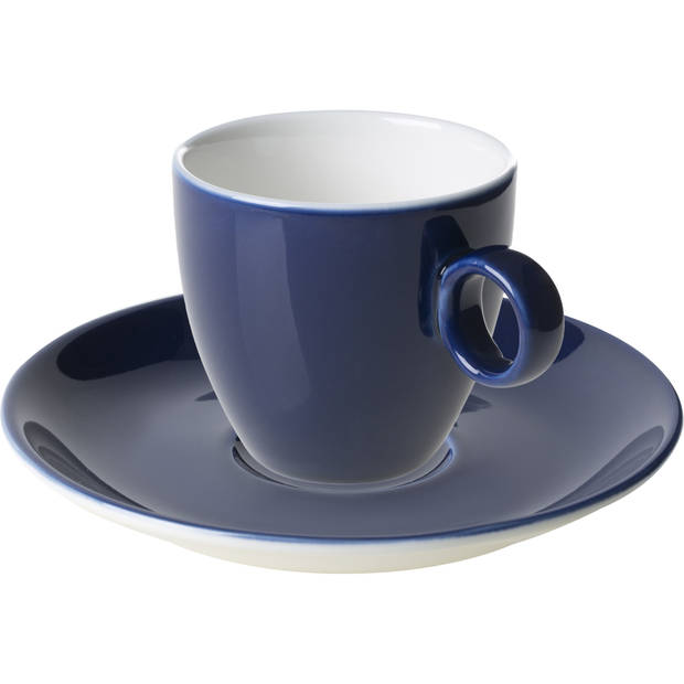 Maastricht Porselein Koffiekop en schotel Bart Colour Cafe 17 cl 13.5 cm Blauw Porselein 2 stuks