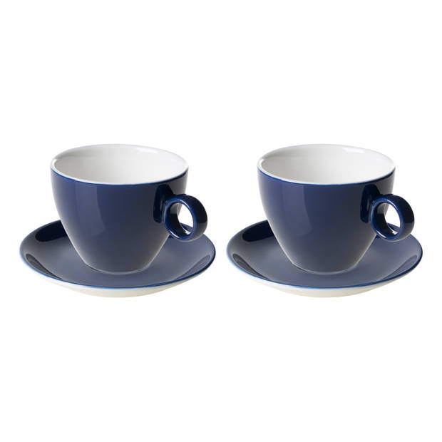 Maastricht Porselein Cappuccinokop en schotel Bart Colour Cafe 23 cl Blauw 2 stuks