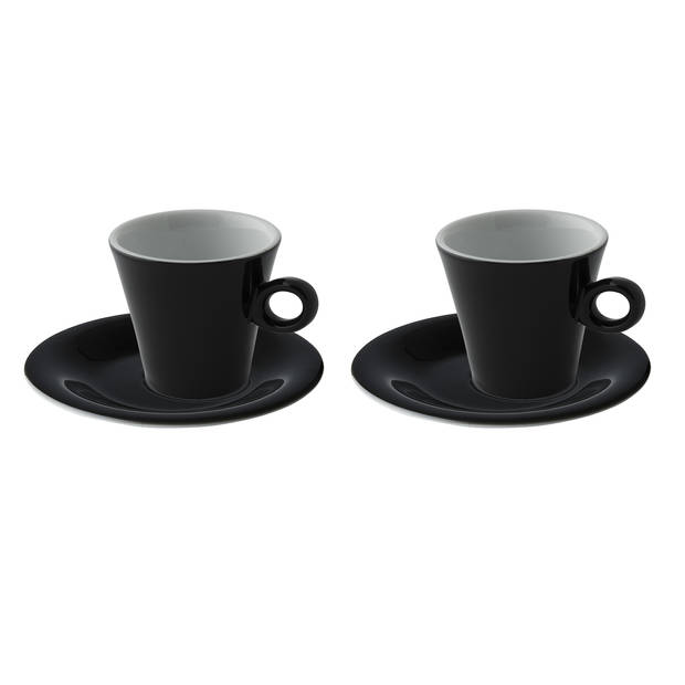 Maastricht Porselein Koffiekop en schotel Finn Colour 15 cl 15.5 cm Zwart Porselein 2 stuks