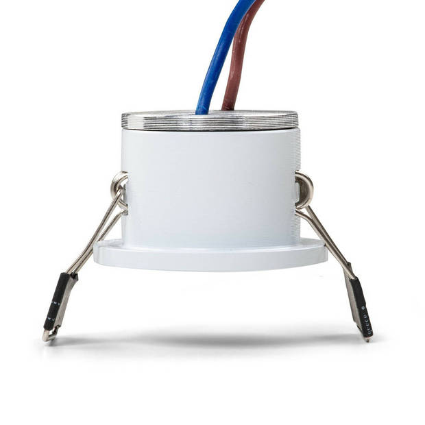 LED Veranda Spot Verlichting 6 Pack - Velvalux - 1W - Warm Wit 3000K - Inbouw - Dimbaar - Rond - Mat Wit - Aluminium -
