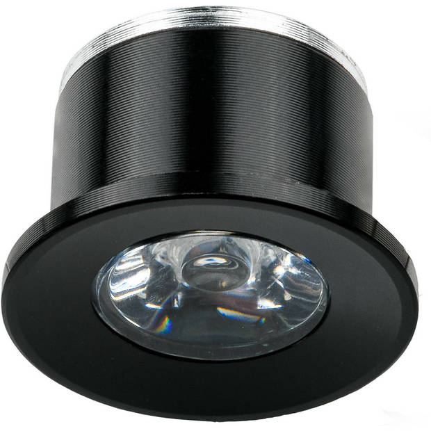 LED Veranda Spot Verlichting 6 Pack - Velvalux - 1W - Warm Wit 3000K - Inbouw - Dimbaar - Rond - Mat Zwart - Aluminium
